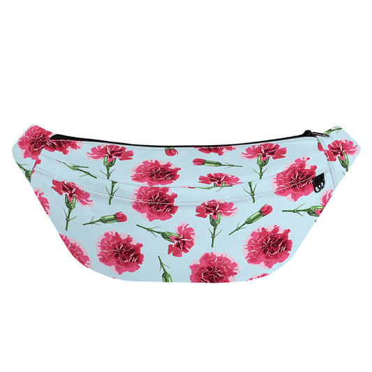 Pink Carnation Pattern Print Fanny Pack