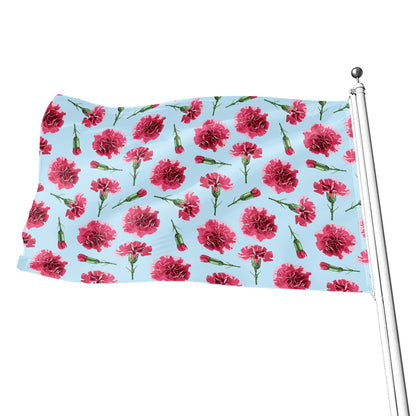 Pink Carnation Pattern Print Flag