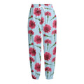 Pink Carnation Pattern Print Fleece Lined Knit Pants