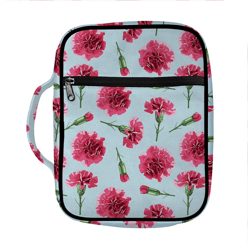 Pink Carnation Pattern Print Front Pocket Bible Bag