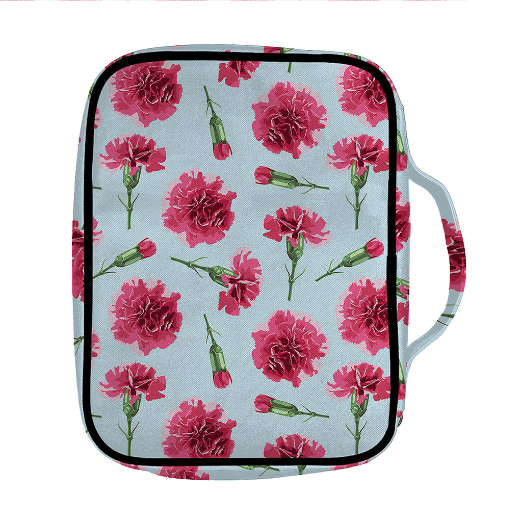 Pink Carnation Pattern Print Front Pocket Bible Bag