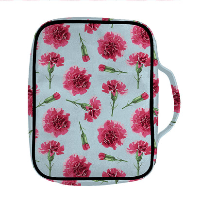 Pink Carnation Pattern Print Front Pocket Bible Bag