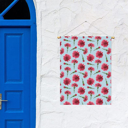 Pink Carnation Pattern Print Garden Flag