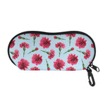 Pink Carnation Pattern Print Glasses Case