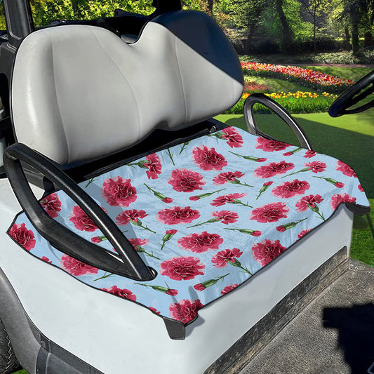 Pink Carnation Pattern Print Golf Cart Seat Cover