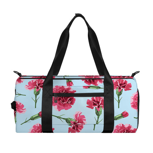 Pink Carnation Pattern Print Gym Bag