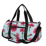 Pink Carnation Pattern Print Gym Bag