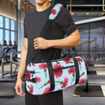 Pink Carnation Pattern Print Gym Bag