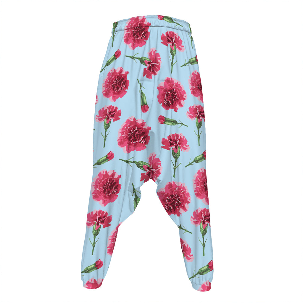 Pink Carnation Pattern Print Hammer Pants