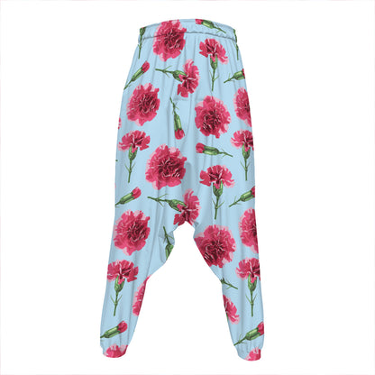 Pink Carnation Pattern Print Hammer Pants