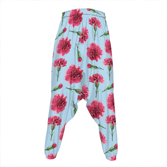 Pink Carnation Pattern Print Hammer Pants