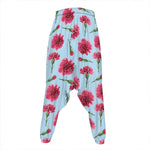Pink Carnation Pattern Print Hammer Pants