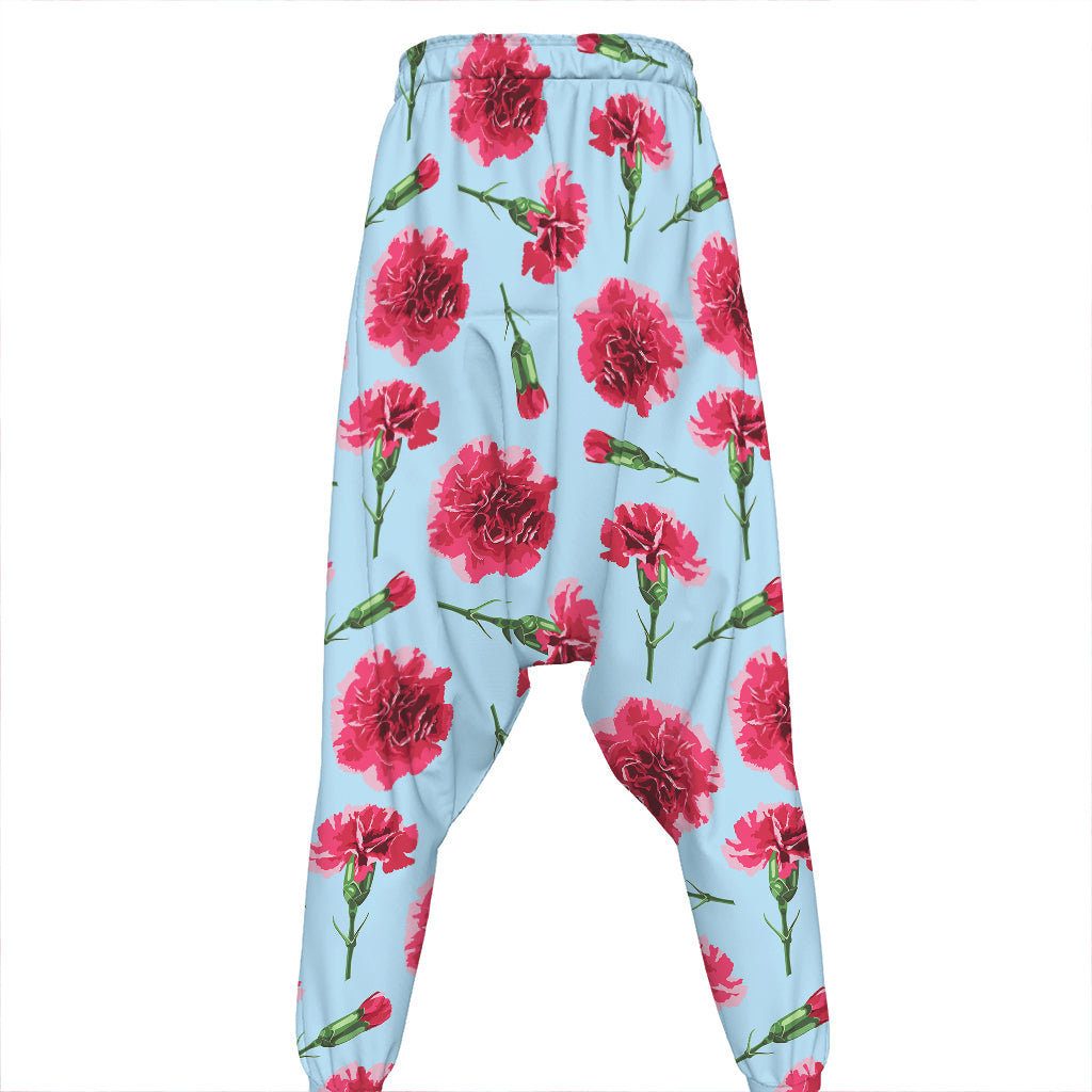 Pink Carnation Pattern Print Hammer Pants