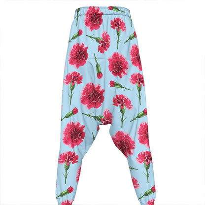 Pink Carnation Pattern Print Hammer Pants
