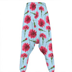 Pink Carnation Pattern Print Hammer Pants