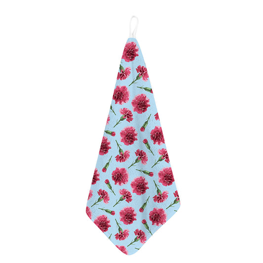 Pink Carnation Pattern Print Hand Towel
