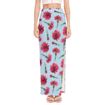 Pink Carnation Pattern Print High Slit Maxi Skirt