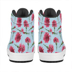 Pink Carnation Pattern Print High Top Leather Sneakers