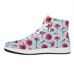 Pink Carnation Pattern Print High Top Leather Sneakers