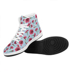 Pink Carnation Pattern Print High Top Leather Sneakers