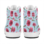 Pink Carnation Pattern Print High Top Leather Sneakers
