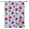 Pink Carnation Pattern Print House Flag