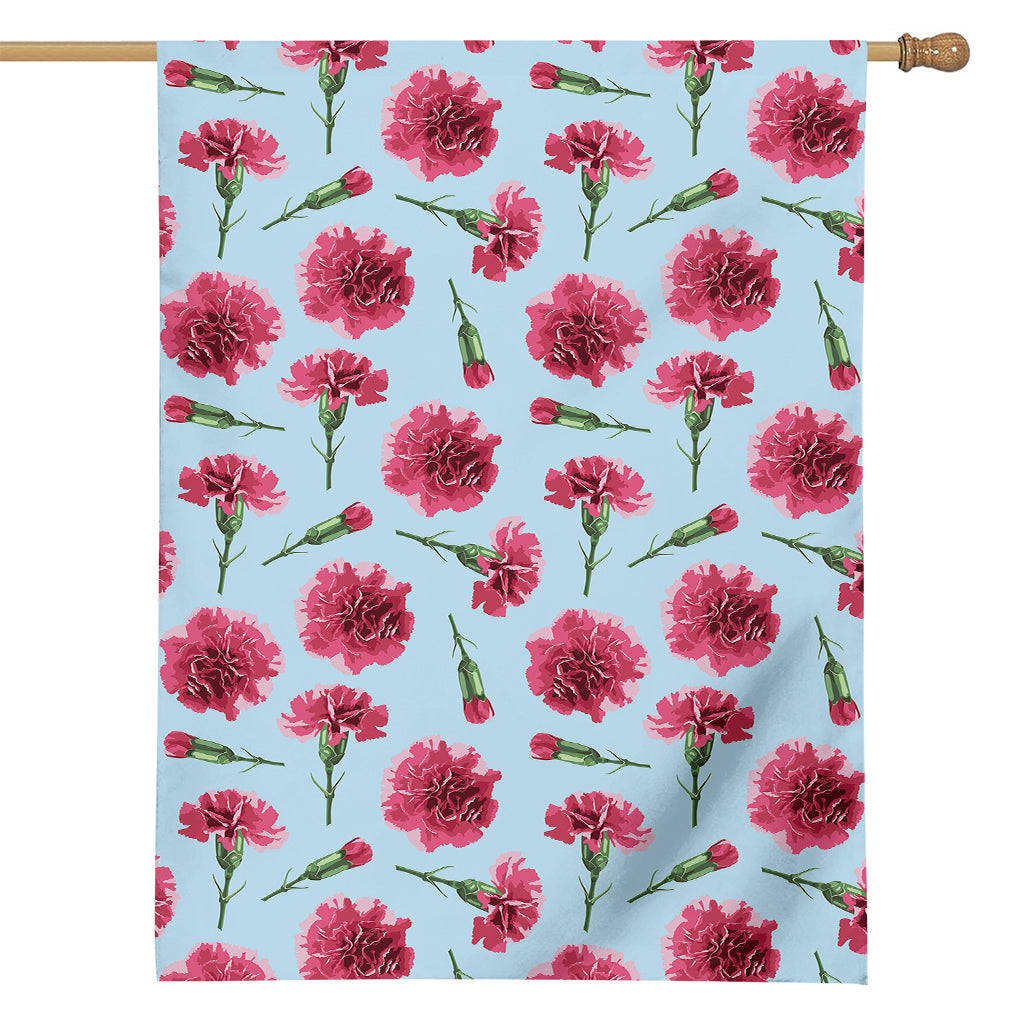 Pink Carnation Pattern Print House Flag