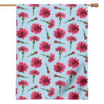 Pink Carnation Pattern Print House Flag