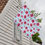 Pink Carnation Pattern Print House Flag