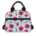 Pink Carnation Pattern Print Insulated Lunch Bag