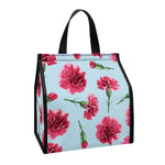 Pink Carnation Pattern Print Insulated Lunch Tote