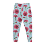 Pink Carnation Pattern Print Jogger Pants