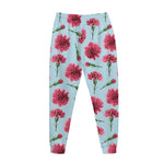Pink Carnation Pattern Print Jogger Pants