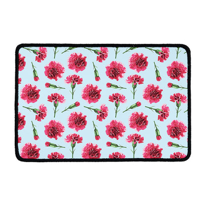 Pink Carnation Pattern Print Kitchen Mat
