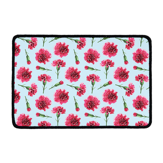 Pink Carnation Pattern Print Kitchen Mat