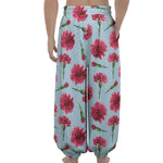 Pink Carnation Pattern Print Lantern Pants