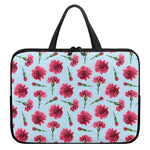 Pink Carnation Pattern Print Laptop Sleeve With Handle