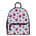 Pink Carnation Pattern Print Leather Backpack
