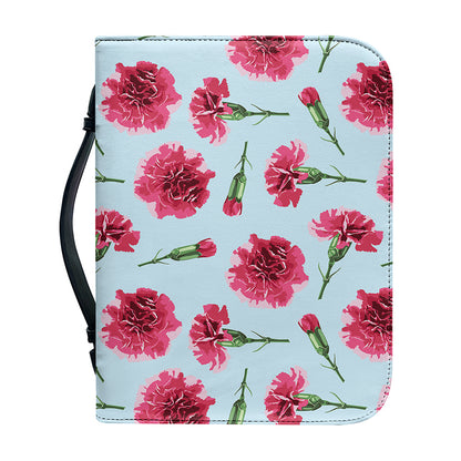 Pink Carnation Pattern Print Leather Bible Cover