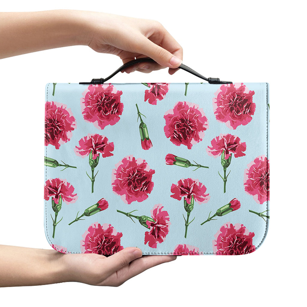 Pink Carnation Pattern Print Leather Bible Cover