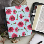 Pink Carnation Pattern Print Leather Bible Cover