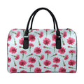 Pink Carnation Pattern Print Leather Duffel Bag
