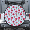 Pink Carnation Pattern Print Leather Spare Tire Cover