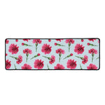 Pink Carnation Pattern Print Long Kitchen Mat