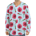 Pink Carnation Pattern Print Long Sleeve Baseball Jersey