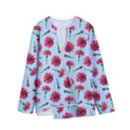 Pink Carnation Pattern Print Long Sleeve Short Coat