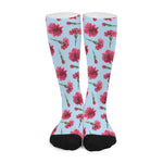 Pink Carnation Pattern Print Long Socks