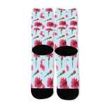 Pink Carnation Pattern Print Long Socks