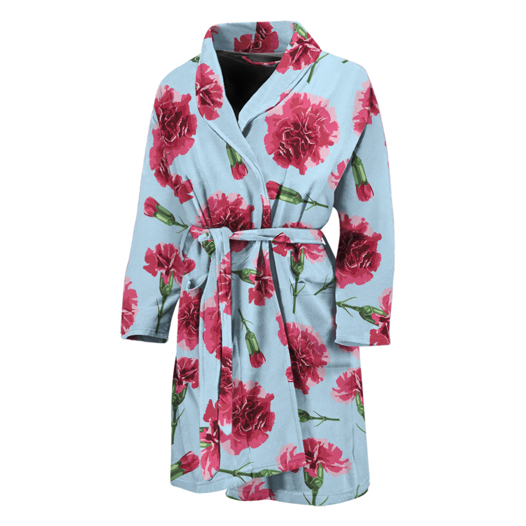 Pink Carnation Pattern Print Men's Bathrobe