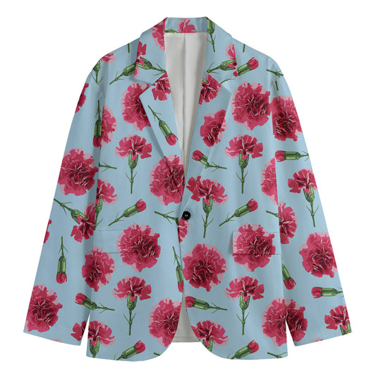 Pink Carnation Pattern Print Men's Blazer